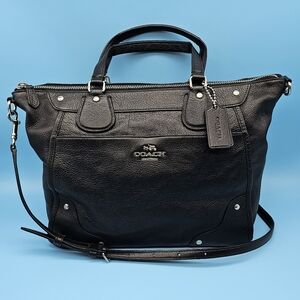 Coach Mickie Mickey Black Pebbled Leather Convertible Crossbody Satchel 34040